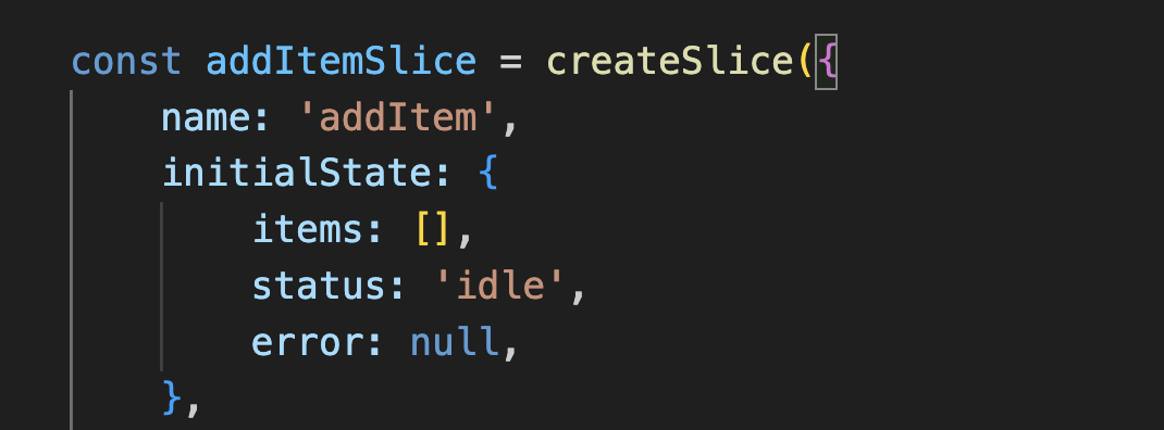 A screenshot of a Redux slice.