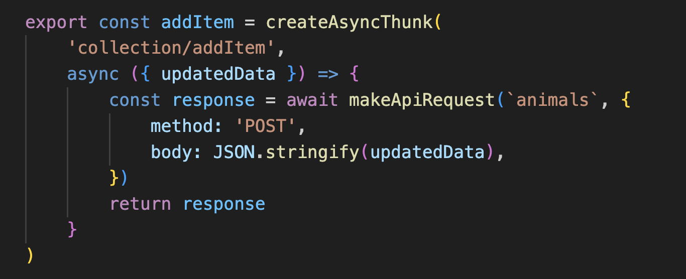 A screenshot of a Redux Async Thunk.