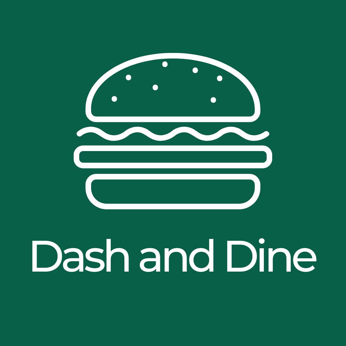 A graphic of a burger above the text Dash and Dine